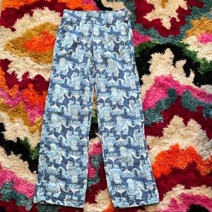 Lily Pulitzer Linen Palazzo Pant Elephant Print